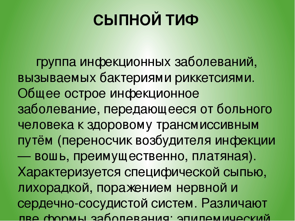 Сыпной тиф клиническая картина