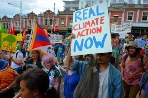 Thousands rally for action on climate change around New Zealand in 2015.