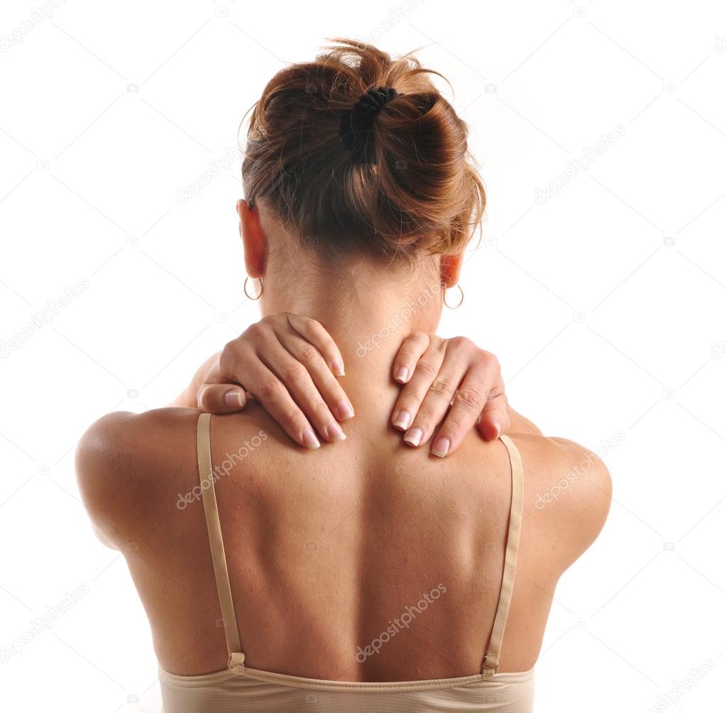 На пояснице со стороны. Женская спина. Женщина со спины. Болит спина.